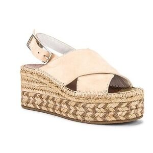 Rag & Bone Tari Tan Leather Espadrille Platform Wedge Sandals Size 37 Spain
